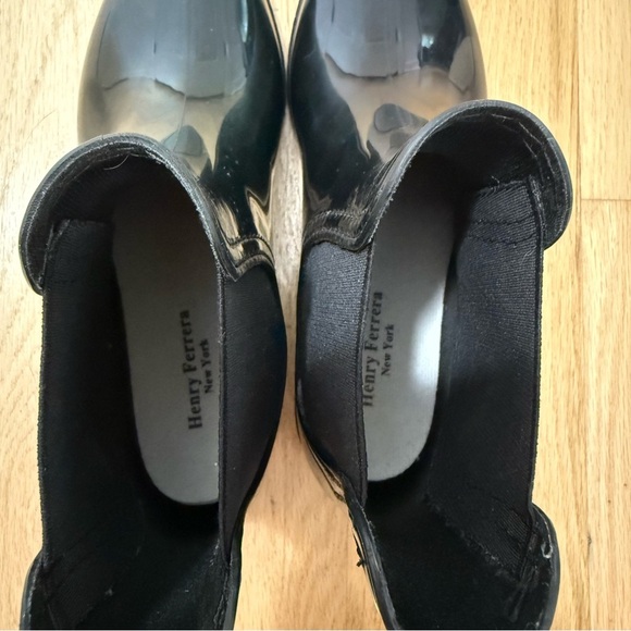 Henry Ferrera New York Black Glossy Rain Boots Size 8 - Picture 7 of 7